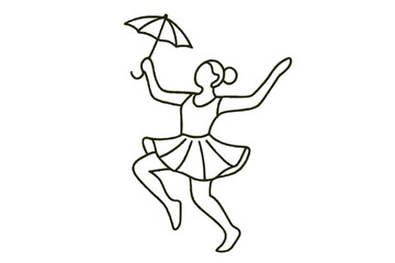Frevo Dancer with Umbrella Outline on transparent background