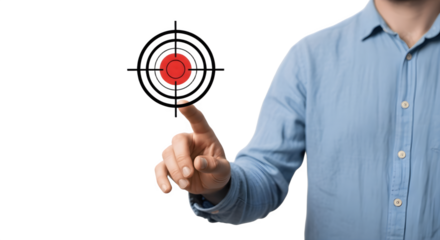 Man pointing at a target with his finger.