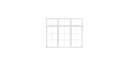 White windows in a building with a simple design and structure.