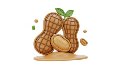 3d icon of peanut butter and peanuts isolated on transparent background