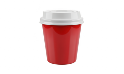 3d icon of red coffee cup isolated on transparent background