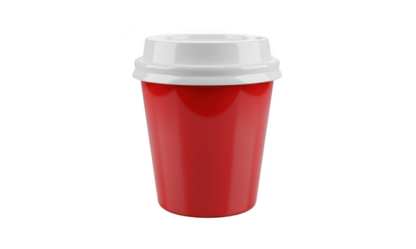 3d icon of red coffee cup isolated on transparent background