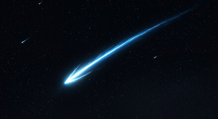 Bright blue comet streaking across the night sky, cosmic phenomenon concept