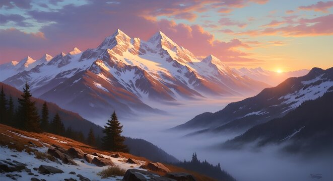 sunset over the mountains