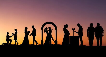 Stages of life silhouette marriage pregnancy and beyond