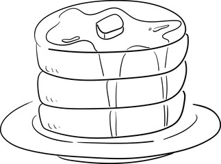 Hand Drawn Pancake Line Art Illustration
