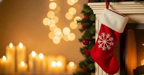 Christmas stocking hanging fireplace holiday decoration