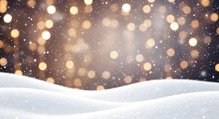 Winter snow background christmas lights bokeh holiday