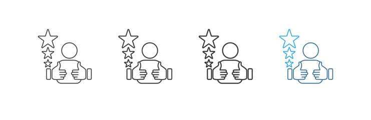 satisfaction icons set, Customer satisfaction, clients, customers, towards quality, Trust, with different thickness and color lines on a white background