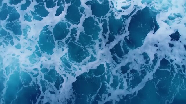 Ocean waves, frothy patterns of turquoise blue and white