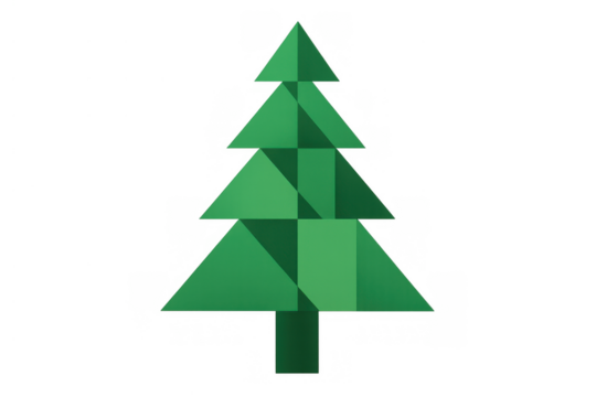 Geometric christmas tree design in minimalist style, concept of holiday, winter, celebration, abstract evergreen pine