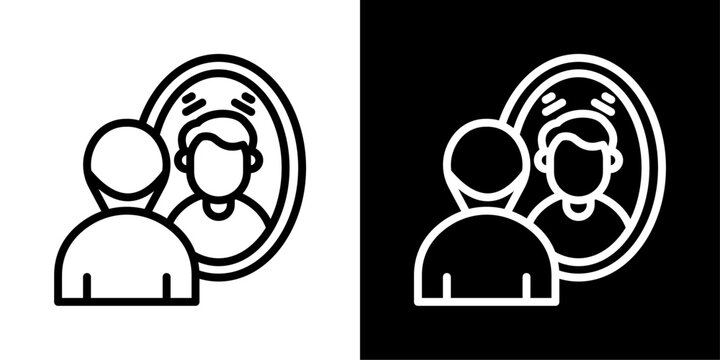 Reflection Of Line Black And White Style Vector Illustration 