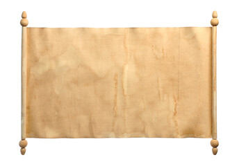 Scroll of old parchment paper isolated on white
