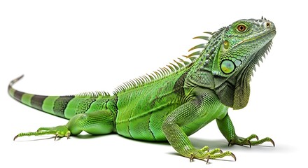 Obraz premium green iguana on white background