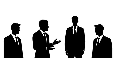 Fototapeta premium Silhouettes of Business People Standing in a Line