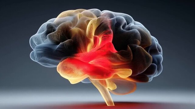 Brain Stroke Animation Representing Cerebral Infarction and Neurological Damage