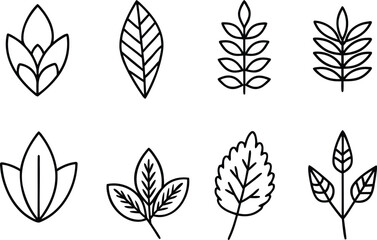 Nature leaf icons vector set scalable organic botanical elements for design projects