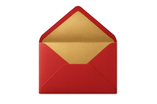 Red envelope with golden interior standing open, signifying giving lucky money, prosperity, and good fortune for chinese new year
