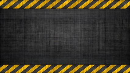 Industrial Dark Textured Background with Warning Hazard Stripes,Abstract Black and Yellow Danger Zone Frame with Copy Space,Grungy Metallic Grid Background with Caution Tape Borders