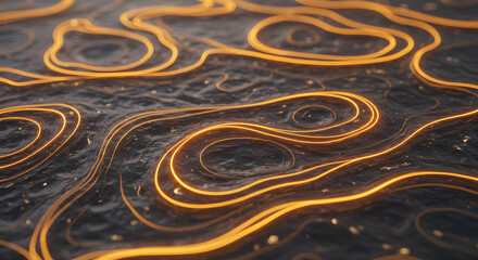 Abstract glowing orange lines on dark textured surface.