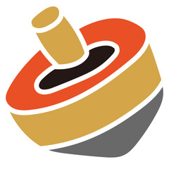 年賀状の独楽のイラスト素材