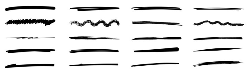 Hand drawn wavy marker underline highlight element. Vector illustration