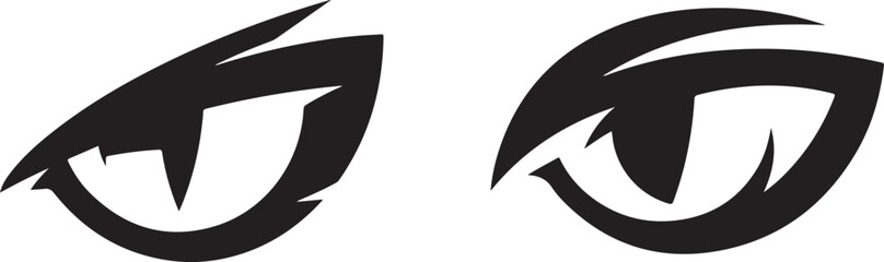 Abstract Black Vector Eye Designs with Angular Edges and Slit Pupils