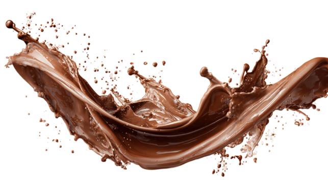 chocolate splash isolated on transparent background - food, drink, lifestyle, diet design element PBG cutout