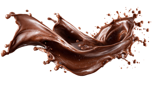 chocolate splash isolated on transparent background - food, drink, lifestyle, diet design element PBG cutout