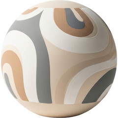 Fototapeta premium Modern decorative sphere with abstract wavy pattern in neutral beige and grey tones