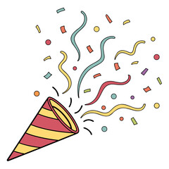 Exploding party popper with confetti