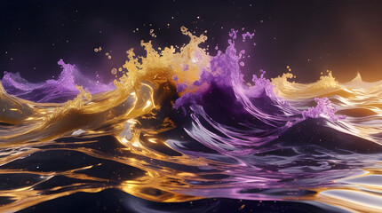 vivid golden and violet energy waves Solar Veil, Generatve Ai