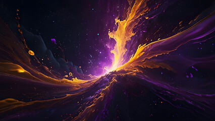 vivid golden and violet energy waves Solar Veil, Generatve Ai