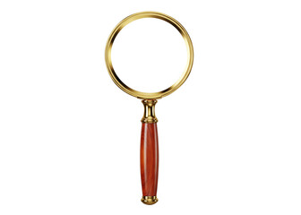 Magnifying glass isolated on transparent background, closeup