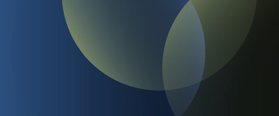 Abstract background with a dark blue background featuring overlapping translucent circles. Blue and yellow hues create a smooth texture. Minimal abstract circles vector gradient background