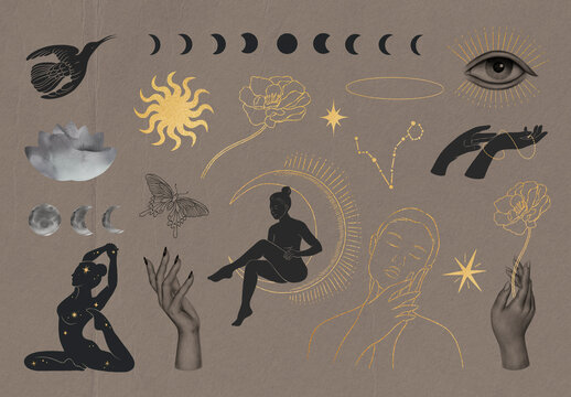 Mystical Celestial Abstract Art Design Set