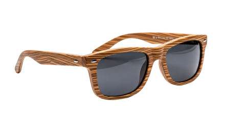 Stylish Zebrawood Sunglasses With Dark Lenses On Black Background