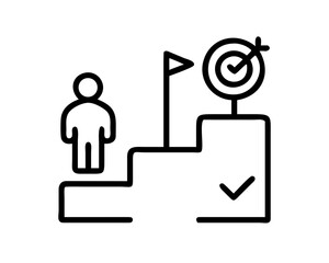 Person achieving goal on stairs