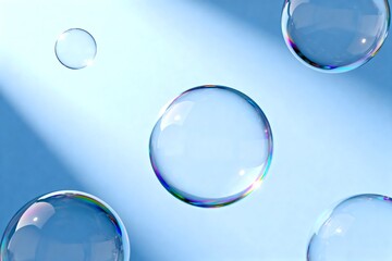 Soap Bubbles, Rainbow Reflections, Light Refraction, Transparent Spheres, Cleanser Drops, Shampoo Foam, Detergent Beads