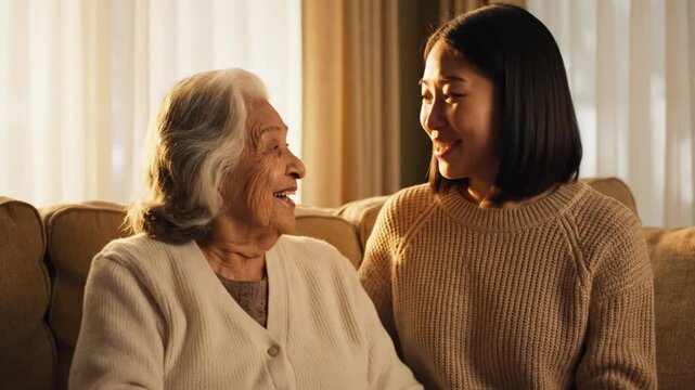 Family Time A Heartwarming Moment Between Grandmother and Granddaughter