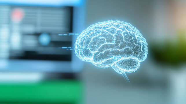 A digital representation of a brain showcasing neural connections, symbolizing innovation and the future of technology.