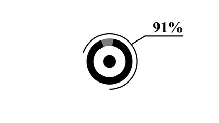 Circular progress bar indicating 91 percent completion with a target icon and percentage text image photo