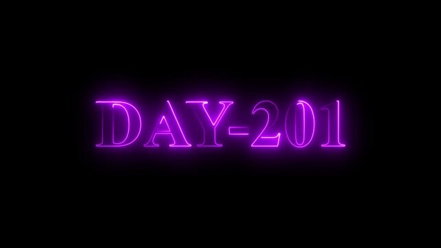 Purple Neon Text DAY-201 Illuminated on Dark Background day 201 number