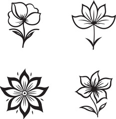 Minimalist Flower Tattoo Design – Simple Floral Line Art for Body Art, Feminine Tattoo, and Modern Botanical Ink Style | Elegant Small Flower Tattoo Vector Illustration