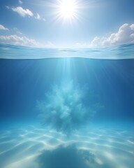 "Sunlit Serenity Beneath the Waves – Tranquil Underwater Coral Reef Scene"