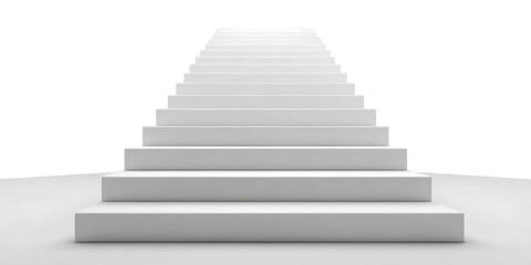 Fototapeta premium Ascending White Steps on Transparent Background in Studio Lighting Architecture Render, PNG