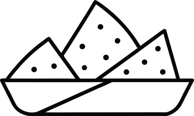 Simple Line Art Icon of Watermelon Slices in a Bowl