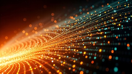 Fototapeta premium Fractal realms energy illuminates the abstract digital space with a futuristic fiber optic pattern and neon light lines