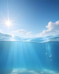 "Sunlit Serenity Beneath the Waves – Tranquil Underwater Coral Reef Scene"