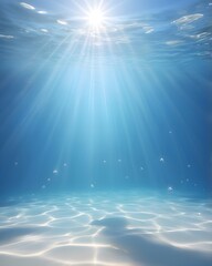 "Sunlit Serenity Beneath the Waves – Tranquil Underwater Coral Reef Scene"